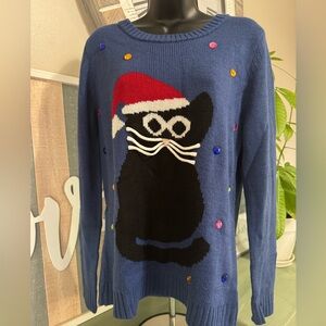 Carolyn Taylor Ugly Christmas Sweater Jewel Cat